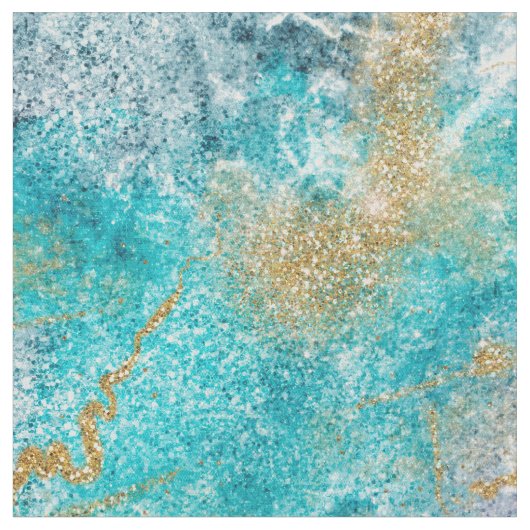 Blue Gold Marble Artwork Stof (Close Up)