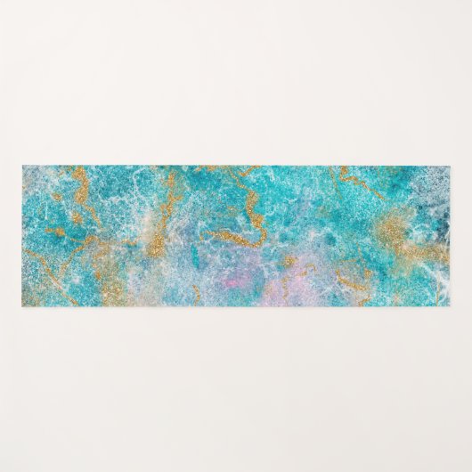 Blue Gold Marble Artwork Yogamat (Voorkant (horizontaal))