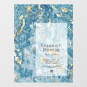 Blue Gold Marble Hair Salon QR Code Raamsticker (Vel)