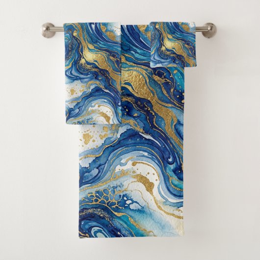 Blue Gold Marble Luxury Decor Fluid Art Pattern (En situation)