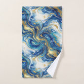 Blue Gold Marble Luxury Decor Fluid Art Pattern (Serviette à main)