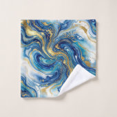 Blue Gold Marble Luxury Decor Fluid Art Pattern (Gant de toilette)