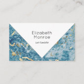 Blue Gold Marble Monogram Modern Afsprakenkaartje (Voorkant)