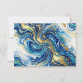 Blue Gold Marble RSVP Elegant Wedding Response (Dos)