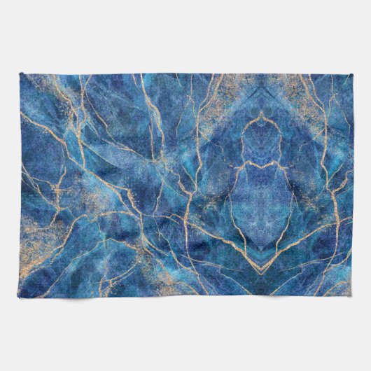 Blue Gold Marble  Theedoek (Horizontaal)