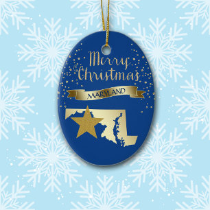 Blue Gold Maryland Star Keramisch Ornament