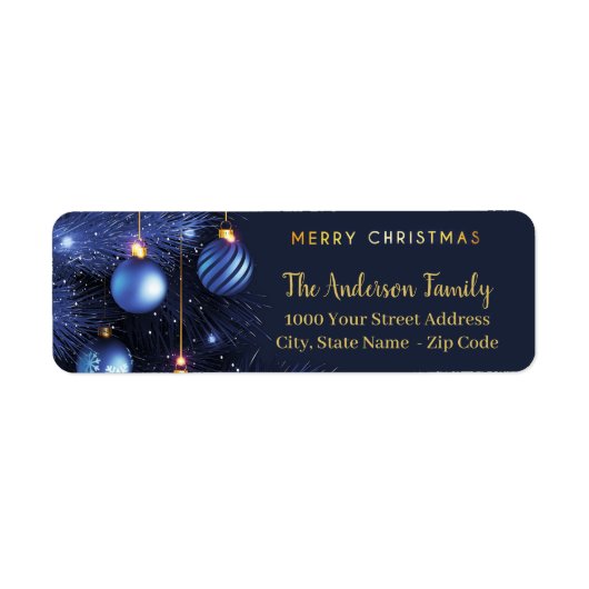 Blue Gold Merry-etiket voor kerstretourzending Etiket (Voorkant)