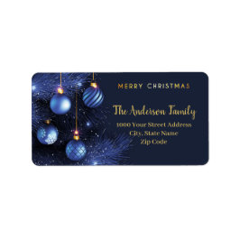Blue Gold Merry-kerstlabel Etiket