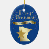 Blue Gold Minnesota Star Keramisch Ornament (Voorkant)