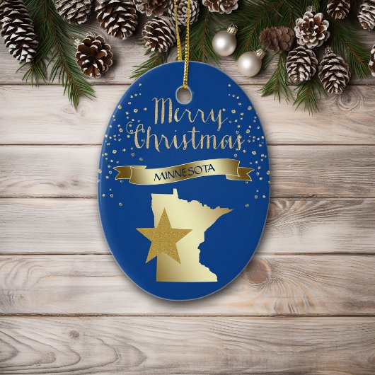 Blue Gold Minnesota Star Keramisch Ornament