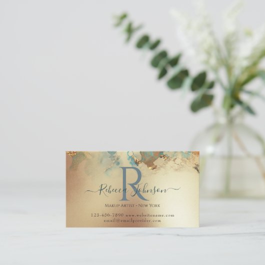 Blue Gold Modern Abstrait certificat cadeau (Debout devant)