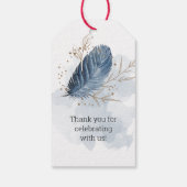 Blue Gold Modern Floral Elegant Wedding Cadeaulabel (Achterkant)