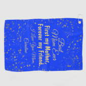 Blue Gold Modern Golfer Beste moeder ooit Moederda Golfhanddoek (Horizontaal)