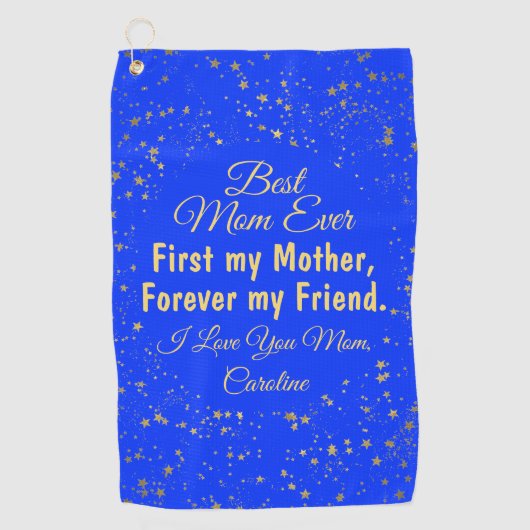 Blue Gold Modern Golfer Beste moeder ooit Moederda Golfhanddoek (Voorkant)
