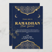 Blue Gold Modern Iftar Dîner Invitation (Devant / Derrière)