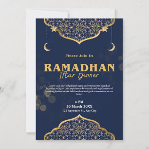 Blue Gold Moderne Iftar Diner Uitnodiging