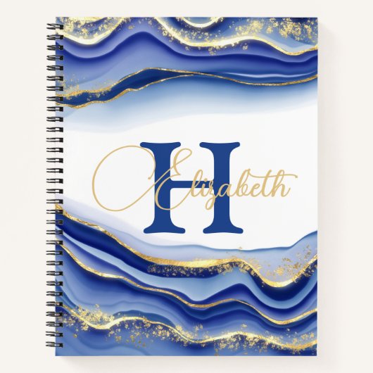 Blue Gold Monogram Notitieboek Journal (Voorkant)