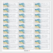 Blue Gold Mountains Wedding Guest Address Sticker (Vel)