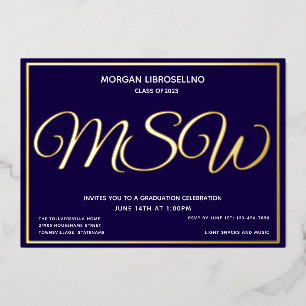 Blue Gold MSW Afstuderen Folie Uitnodiging