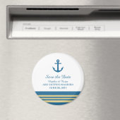 Blue Gold Nautical Anchor Save the Date Magnet Magneet (Insitu (Vaatwasser))