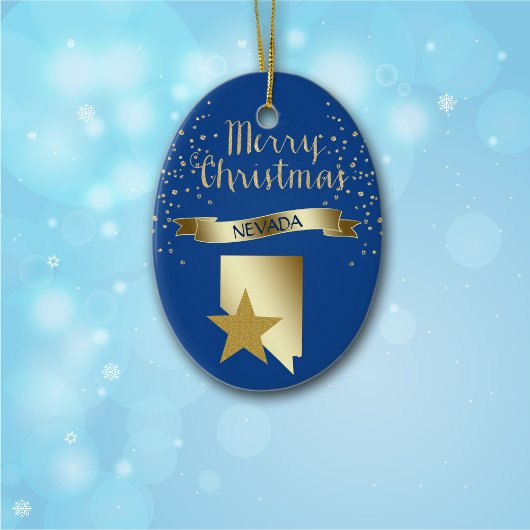 Blue Gold Nevada Star Keramisch Ornament
