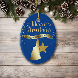 Blue Gold New Hampshire Star Keramisch Ornament