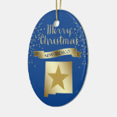 Blue Gold New Mexico Star Keramisch Ornament (Links)