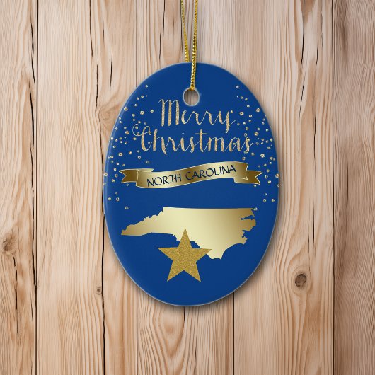 Blue Gold North Carolina Star Keramisch Ornament