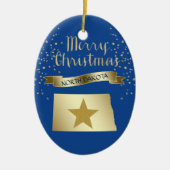 Blue Gold North Dakota Star Keramisch Ornament (Voorkant)