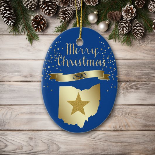 Blue Gold Ohio Star Keramisch Ornament