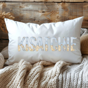 Blue Gold Pastel Waterverf Kisatchie Louisiana Kussen