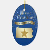 Blue Gold Pennsylvania Star Keramisch Ornament (Links)