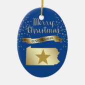 Blue Gold Pennsylvania Star Keramisch Ornament (Voorkant)