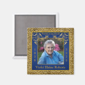 Blue, Gold Photo Template Memorial Magnet Magneet (Voorkant / Achterkant)