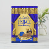 Blue Gold Prince Ethnic Baby Shower Invitations (Debout devant)
