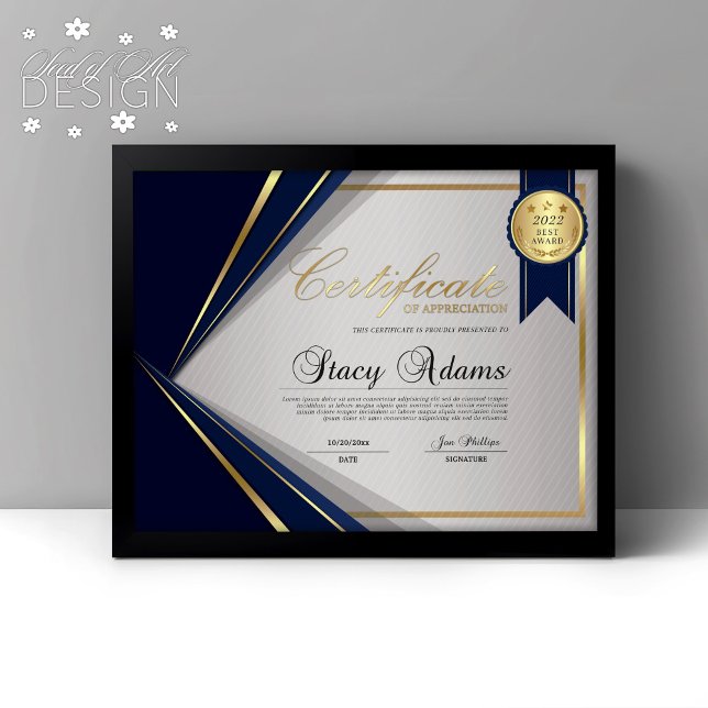 Blue & Gold Professional Certificate Award (Creator heeft geüpload)