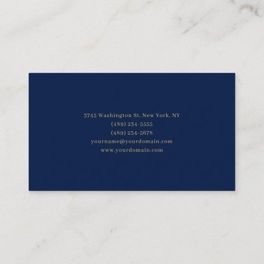 Blue Gold Professional Trendy Name Premium Thick Visitekaartje (Achterkant)