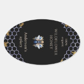 Blue Gold Queen Bee Honey Jar Étiquette (Devant)