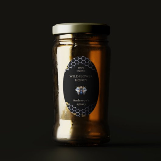 Blue Gold Queen Bee Honey Jar Étiquette