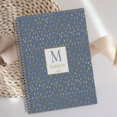 Blue Gold Raindrop Moderne Monogramme tendance