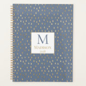 Blue Gold Raindrop Moderne Monogramme tendance (Devant)