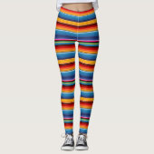 Blue Gold Red Mexican Sarape Leggings (Voorkant)