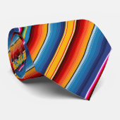 Blue Gold Red Mexican Sarape Stropdas (Opgerold)