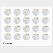 Blue Gold Ribbon Happy Nieuwjaarsgroet Ronde Sticker (Vel)