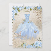 Blue Gold Roos Butterfly Glam Princess Quinceañera Kaart (Achterkant)