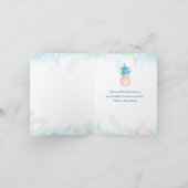 Blue Gold Rose Flamant rose Ananas Merci Cartes (Intérieur)