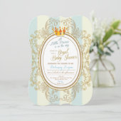 Blue Gold Royal Prince Baby Shower Invitations (Debout devant)
