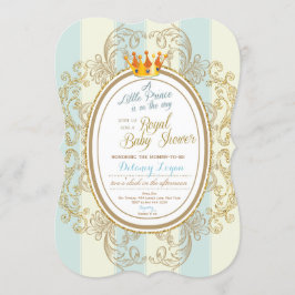 Blue Gold Royal Prince Baby Shower-uitnodigingen Kaart