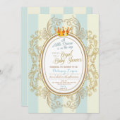 Blue Gold Royal Prince Baby Shower-uitnodigingen Kaart (Voorkant / Achterkant)