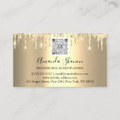 Blue Gold Rozen Flower Logo Event Planner QRCode Visitekaartje (Achterkant)